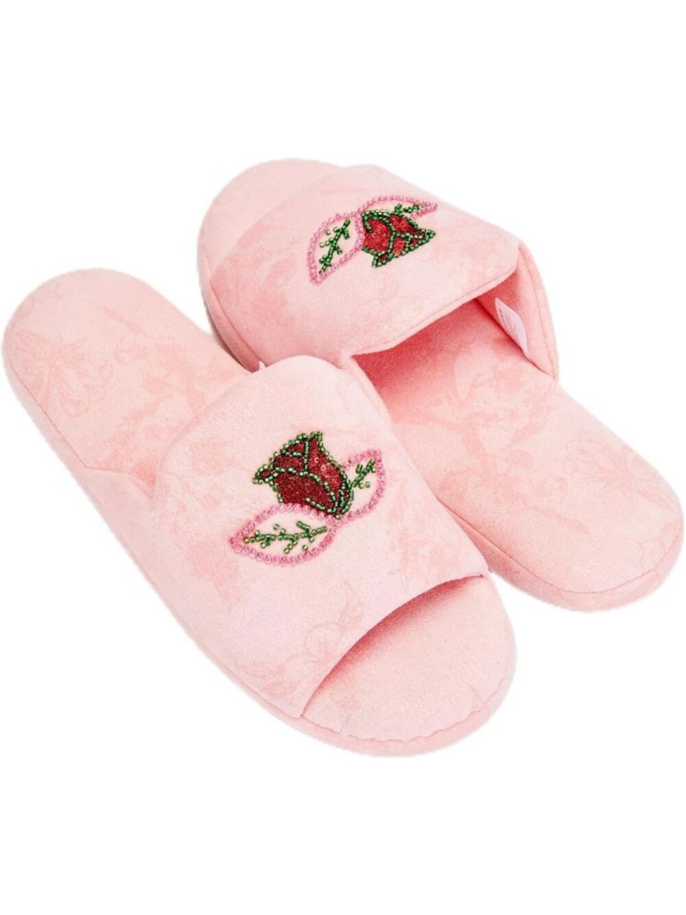 Cozy Women's Memory Foam House Slippers with Embroidered Leaf Design